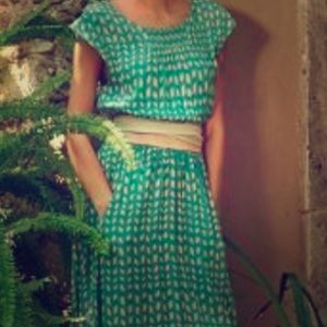 Anthropologie Maeve Evaline dress in Green & Pink